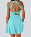 SoftlyZero™ Airy Backless Twisted Flare Low Support Dance Active Dress-Longer Length-Easy Peezy Edition A-D Cups - Loka Blue