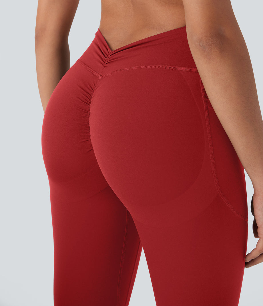Halara UltraSculpt™ High Waisted Tummy Control Butt Lifting Ruched Pocket Shaping Yoga Leggings - Aura Orange