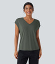 V Neck Short Sleeve Casual T-Shirt - Lone Pine Green