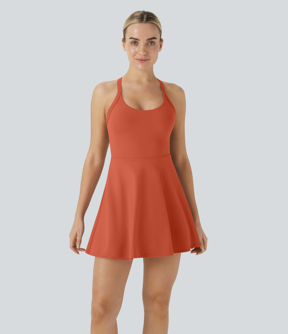 SoftlyZero™ Airy Backless Twisted Cool Touch Dance Active Dress-Easy Peezy Edition - Orange Rust