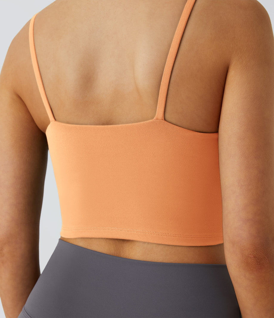 Basic Padded Workout Cropped Low Support Tank Top A-D Cups - Sunflower