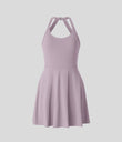 Backless Twisted Active Dress - Pink Purple