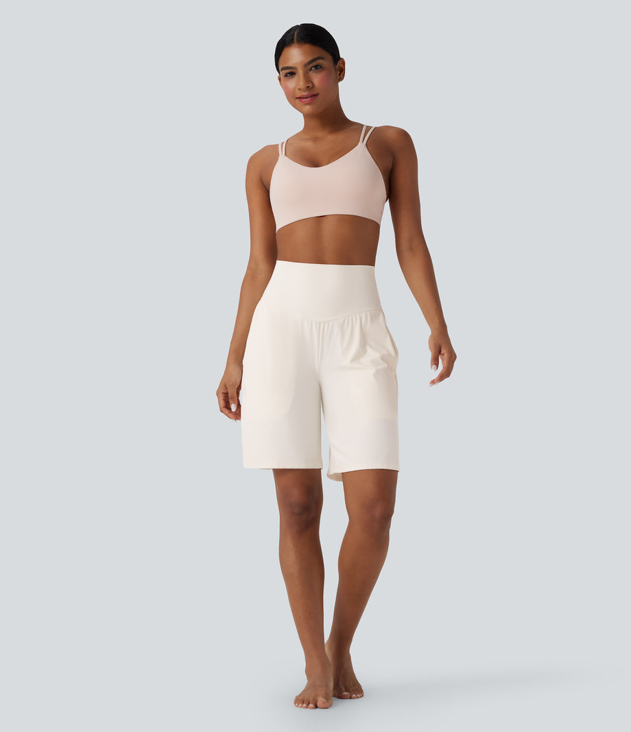 SoftlyZero™ Airy High Waisted Pockets Cool Touch Yoga Bermuda Shorts - Egret