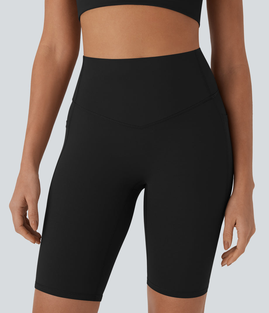 Halara UltraSculpt™ High Waisted Tummy Control Pocket Shaping Training Biker Shorts 9'' - Black