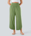 Breezeful™ High Waisted Tummy Control Split Hem Quick Dry Resort Pants with Pockets - Hot Wasabi - Green