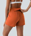 SoftlyZero™ Airy Super High Waisted 2-in-1  Cool Touch Yoga Shorts 5'' with Pockets-Longer Length - Orange Rust