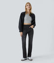 Halara Flex™ High Waisted Pockets Washed Casual Bootcut Jeans - Carbon Paint Denim