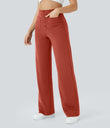 DayStretch High Waisted Pockets Straight Leg Casual Pants - Cinnabar