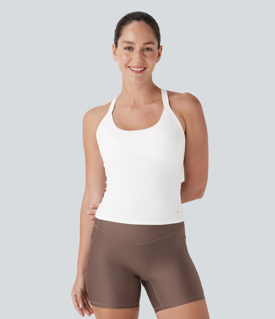 SoftlyZero™ Plush Cut Out Yoga Tank Top A-D Cups - White