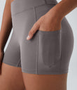 SoftlyZero™ Airy High Waisted Pocket Plain Cool Touch Yoga Shorts 3.5"-UPF50+ - Gull