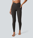 SoftlyZero™ Crossover Pocket Plain Leggings-UPF50+ - Hazelnut Black