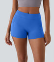 SoftlyZero™ Airy High Waisted Pocket Plain Cool Touch Yoga Shorts 3.5"-UPF50+ - Elegant Blue