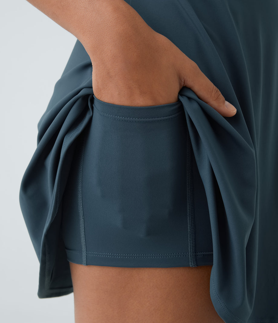 Flare Mini Dance Active Dress-Longer Length - Majolica Blue