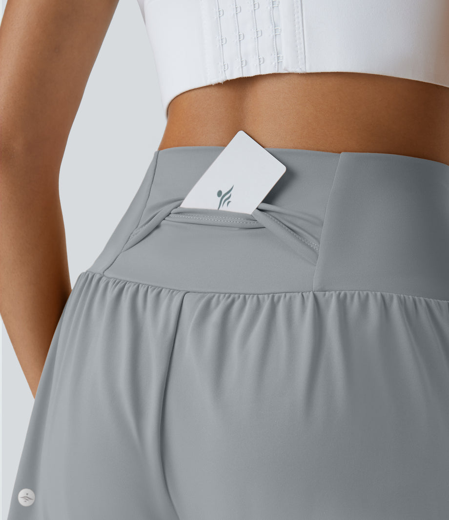 SoftlyZero™ Airy Super High Waisted 2-in-1 Cool Touch Yoga Shorts with Pockets - Quarry
