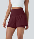 SoftlyZero™ Airy Super High Waisted 2-in-1 Cool Touch Yoga Shorts 5'' with Pockets - Zinfandel