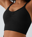 OneForm Seamless Flow Low Support Ruched Double Straps Sports Bra A-D Cups - Black
