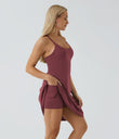 SoftlyZero™ Airy Cut Out 2-in-1 Pocket Cool Touch Longer Active Dress-UPF50+ - Cordovan