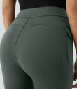 High Waisted Side Flap Pocket Flare Casual Cargo Pants - Deep Aquamarine