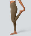 SoftlyZero™ Crossover Pocket Plain Leggings-UPF50+ - Chestnut Brown