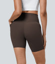 Halara UltraSculpt™ High Waisted Tummy Control Pocket Shaping Training Biker Shorts 7'' - Hot Fudge