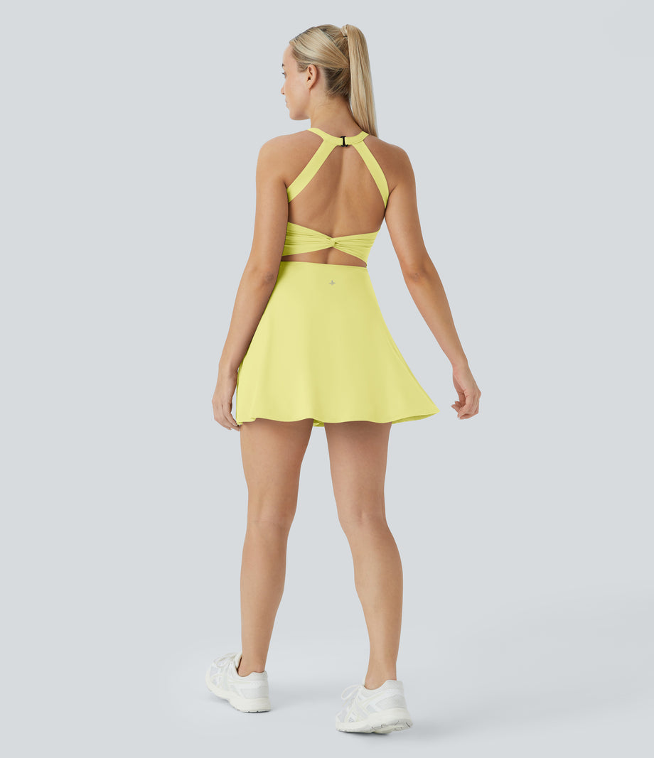 SoftlyZero™ Airy Backless Twisted Cool Touch Dance Active Dress-Easy Peezy Edition - Yellow Pear