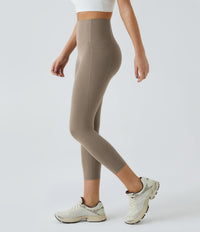 Halara UltraSculpt™ High Waisted Tummy Control Pocket Shaping Training Capri Leggings - Dawn Brown