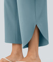Breezeful™ High Waisted Tummy Control Split Hem Quick Dry Resort Pants with Pockets - Stone Blue