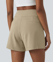 DayStretch High Waisted Work Baggy Shorts 4'' with Pockets - Fields of Rye