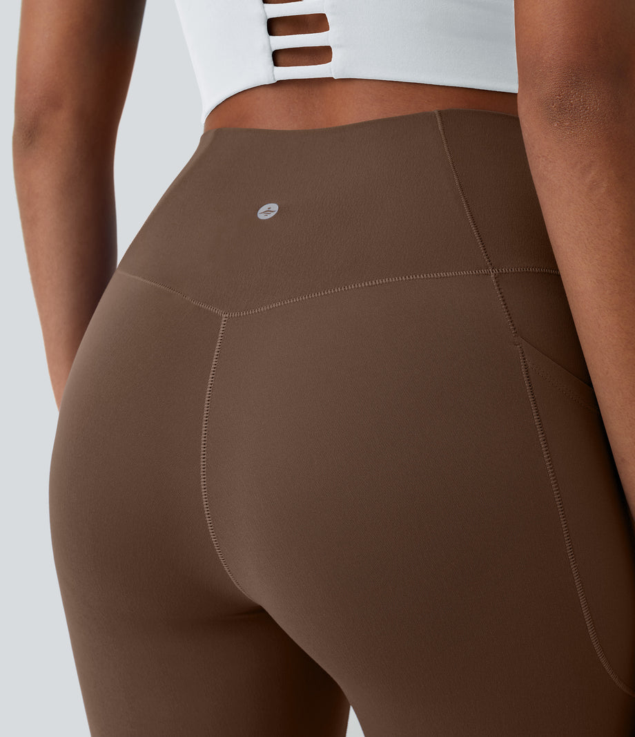 SoftlyZero™ Crossover Pocket Plain Leggings-UPF50+ - Soft Silt