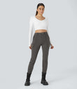 DayStretch High Waisted Zipper Pockets Solid Skinny Cargo Pants - Deep Red Grey