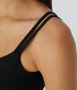 Double Straps Cropped Yoga Tank Top - Black