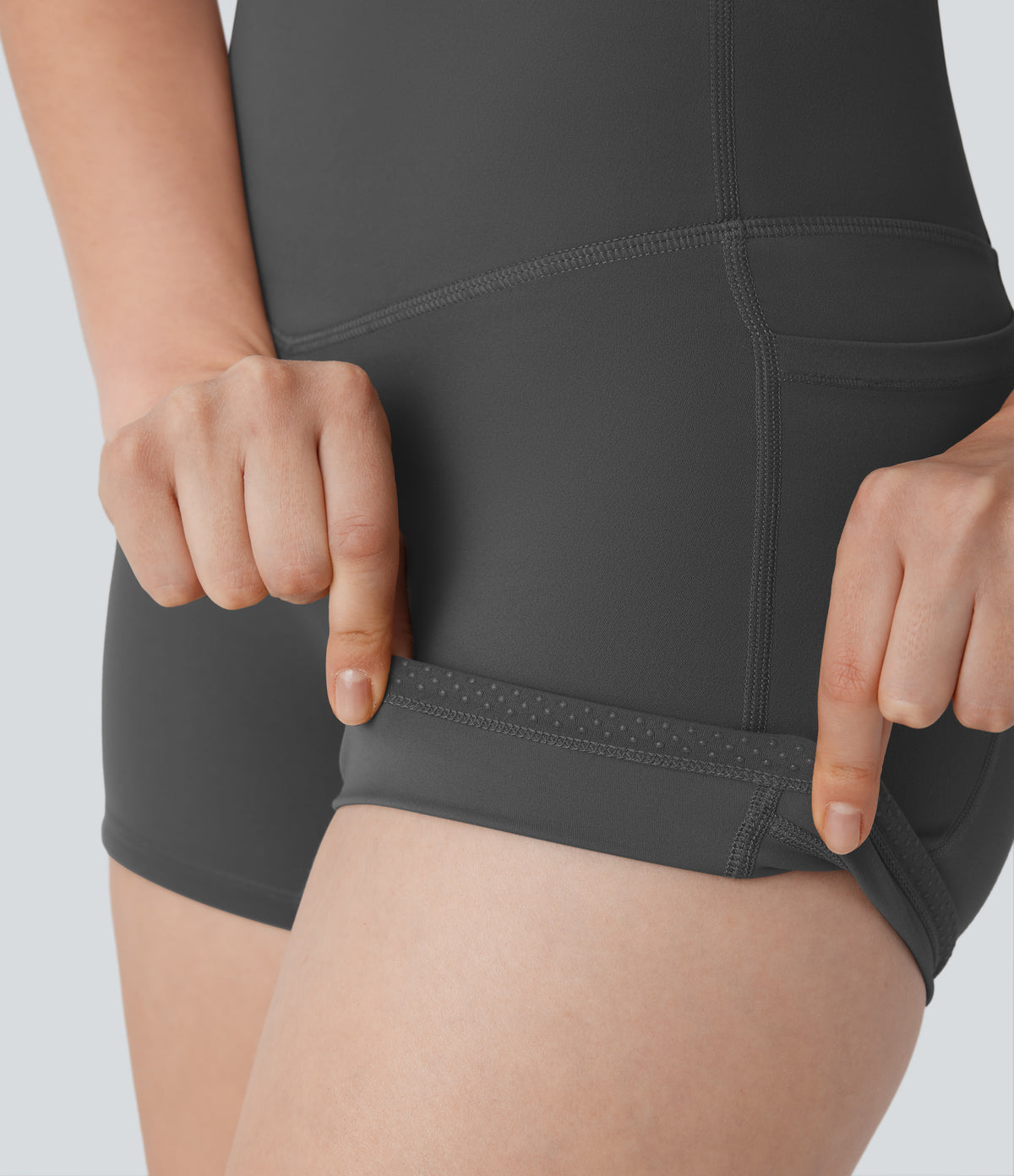 Halara UltraSculpt™ High Waisted Tummy Control Pocket Shaping Training Biker Shorts 3'' - Volcanic Ash