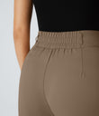 Halara Flex™ High Waisted Zipper Pocket Shirred Straight Leg Work Pants - Kangaroo