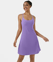 SoftlyZero™ Airy Cut Out 2-in-1 Pocket Cool Touch Longer Active Dress-UPF50+ - Iris Flower Purple