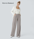 Halara Flex™ High Waisted Body Sculpt Waist-Slimming Pocket Wide Leg Micro Waffle Work Pants - Satellite