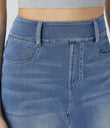 Halara Flex™ High Waisted Pockets Bodycon Washed Denim Casual Midi Skirt - Frost Blue Denim