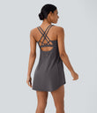SoftlyZero™ Plush Cut Out Pocket 2-Piece Mini Yoga Active Dress - Magnet