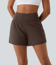SoftlyZero™ Airy Super High Waisted 2-in-1  Cool Touch Yoga Shorts 5'' with Pockets-Longer Length - Chocolate Martini