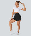 SoftlyZero™ Airy Super High Waisted 2-in-1 Cool Touch Yoga Shorts with Pockets - Black