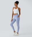 SoftlyZero™ Crossover Pocket Plain Leggings-UPF50+ - Xenon Blue