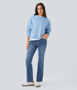 Halara Flex™ High Waisted Pockets Washed Casual Bootcut Jeans - Denim Dark Blue