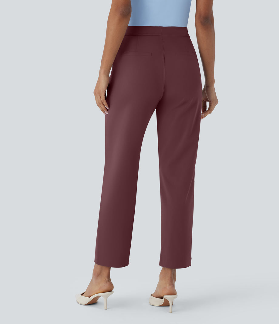Halara Flex™ DayStretch High Waisted Pocket Ankle Length Tapered Work Pants - Red Mahogany