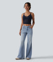 Halara Flex™ Low Rise Flare Washed Casual Jeans with Pockets - Light Blue – Glacier Light Blue