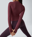 Solid Thumb Hole Yoga Sports Top - Chocolate Truffle
