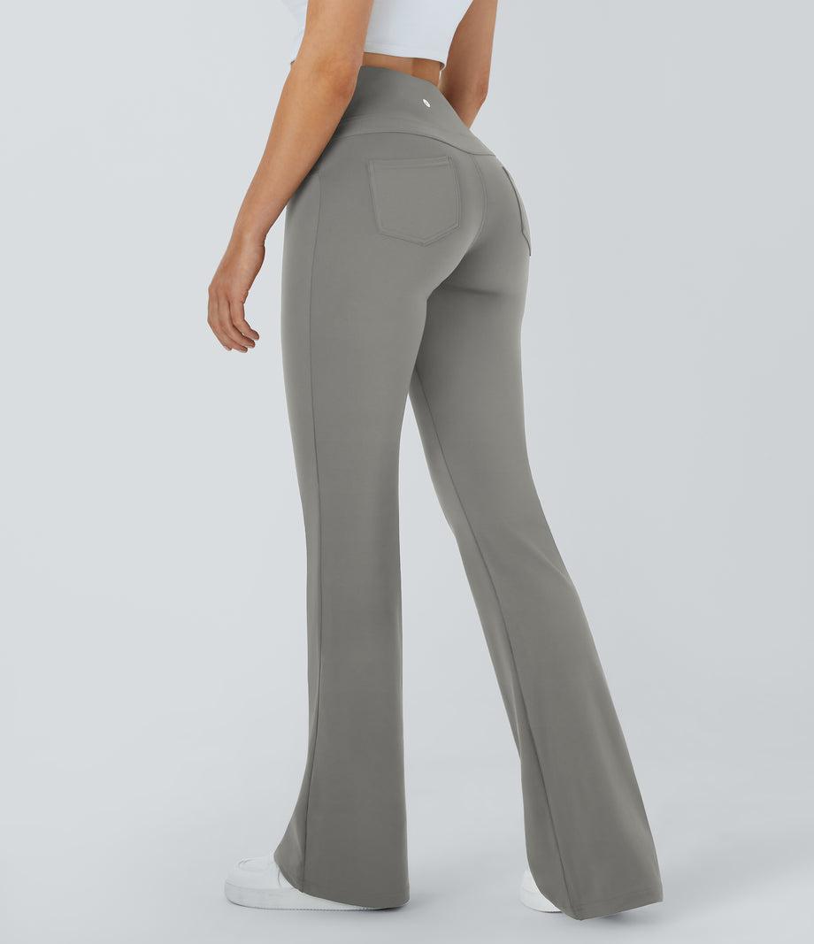 DayStretch High Waisted Pocket Flare Yoga Leggings - Silent Storm
