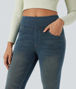Halara Flex™ High Waisted Pockets Denim Casual Leggings - Cement Blue Denim