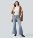 Halara Flex™ Low Rise Flare Washed Casual Jeans with Pockets - Baltic Sea Blue Denim