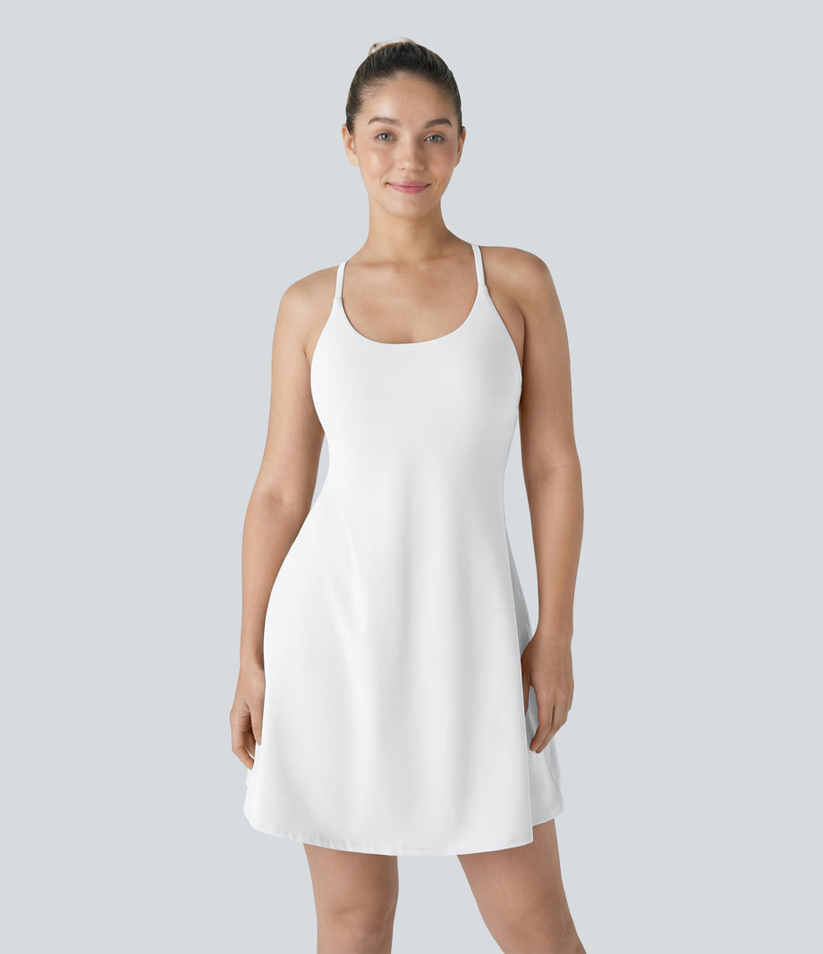 SoftlyZero™ Plush Backless Active Dress-Longer Length-Easy Peezy Edition - White