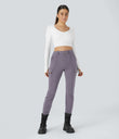 DayStretch High Waisted Zipper Pockets Solid Skinny Cargo Pants - Purple Ash