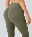 Halara UltraSculpt™ High Waisted Scrunch Butt Lifting Tummy Control Pocket Shaping Yoga Bootcut Leggings - Grass Grey Green